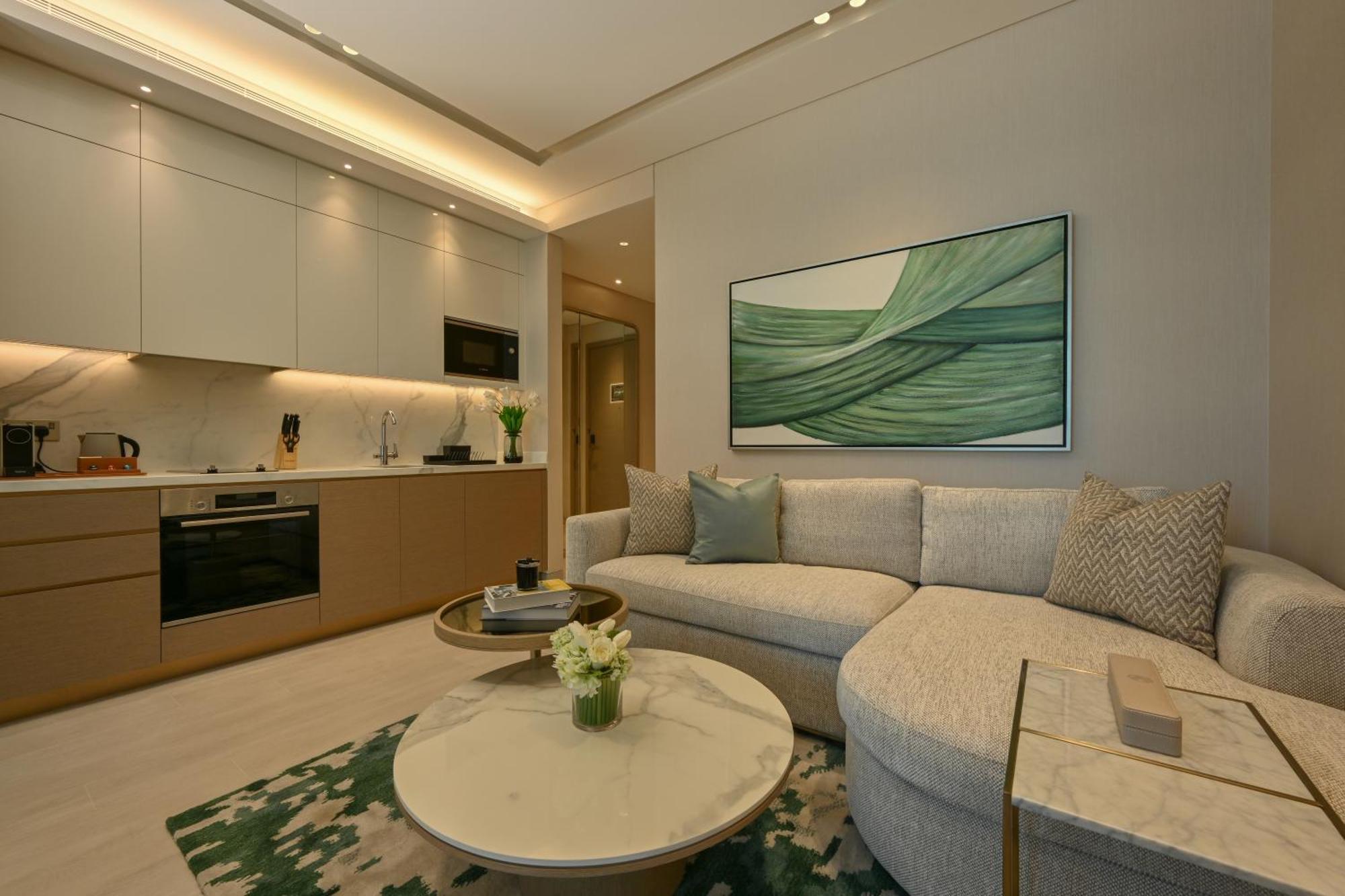 Onyx Rotana Manama Exterior foto A living room in a 1-bedroom apartment